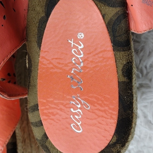 Easy Street Tangerine Faux Leather Cut Out Upper Open Toe Wedged-Heel Espadrille - Picture 10 of 16